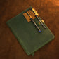 Natural leather pen holder with warm patina, artisan craftsmanship
