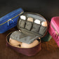Leather delicates case interior pockets detail, organized travel pouch