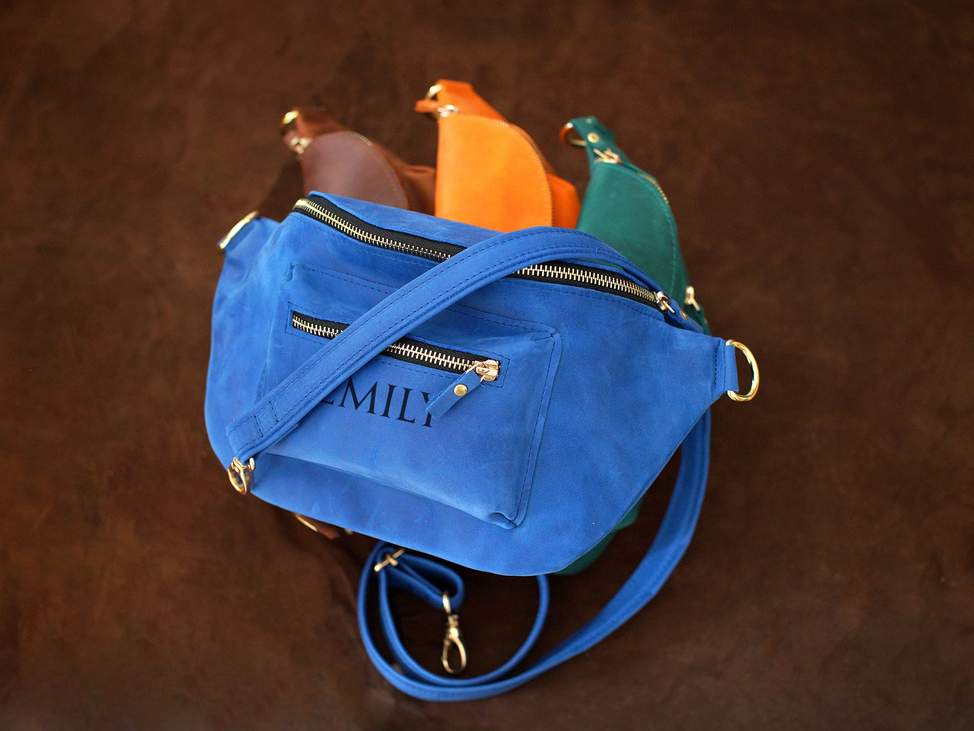 Leather sling bag interior pockets detail, organized daily carry