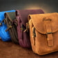 The Rover leather messenger bag in use outdoors, warm earthy tones