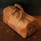 Leather duffle bag interior pockets detail, organized travel organizer