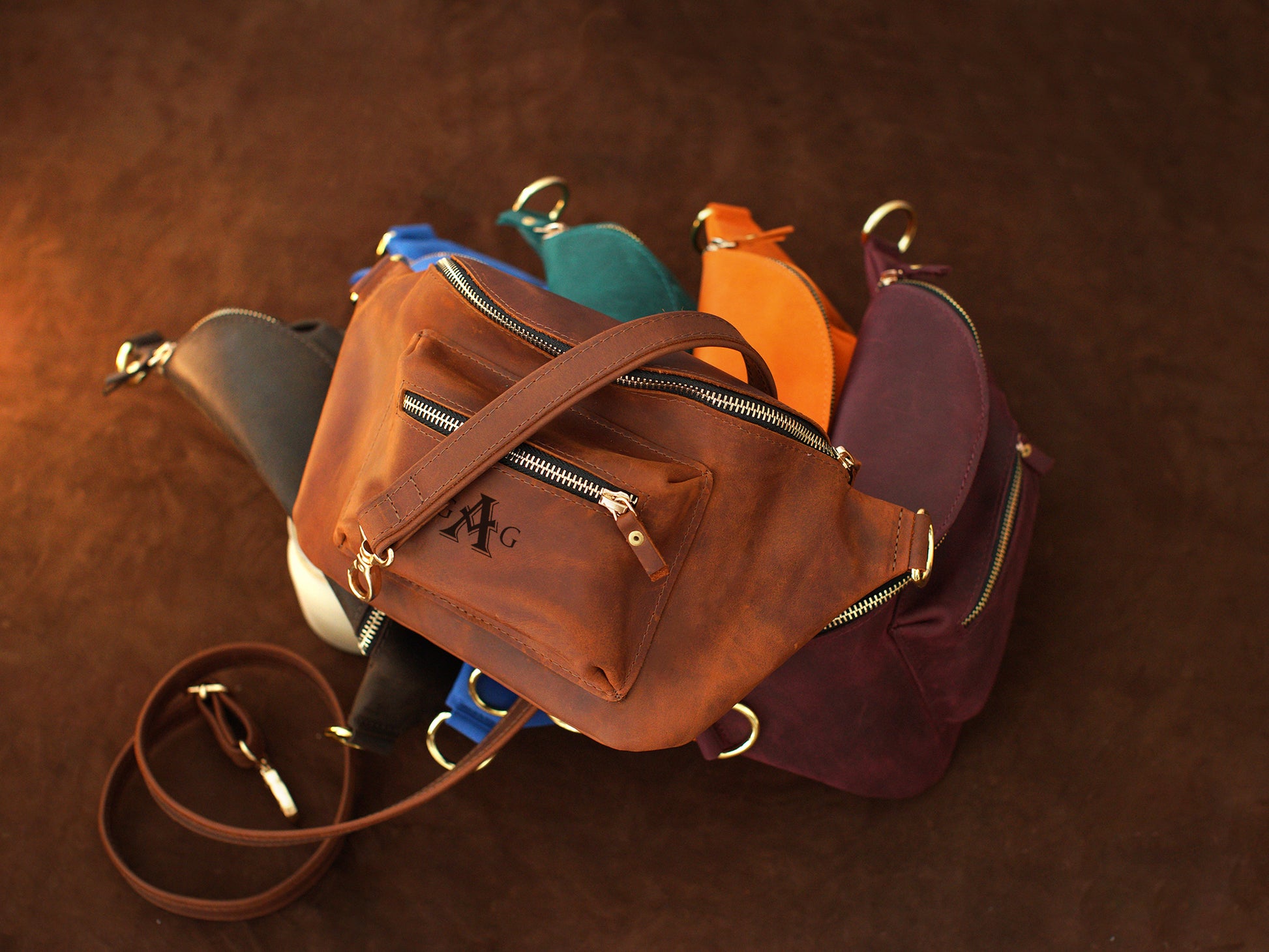 Person wearing personalized leather crossbody sling, street style shot