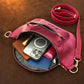 Leather sling bag color options – brown and tan, handcrafted