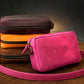Leather crossbody bag color options – brown and tan, handcrafted