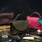 Leather handbag color options – brown and tan, handcrafted