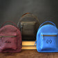 Leather mini backpack color options – brown and tan, handcrafted