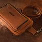 Handcrafted leather sling bag with monogram, gift-ready presentation
