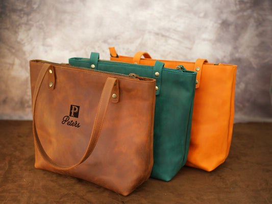 Handcrafted personalized leather tote bag – Everyday Essential by RokosStudio