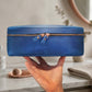 Handcrafted leather delicates case variant, travel essentials pouch front view