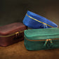 Minimalist leather delicates case with zipper closure, handcrafted design