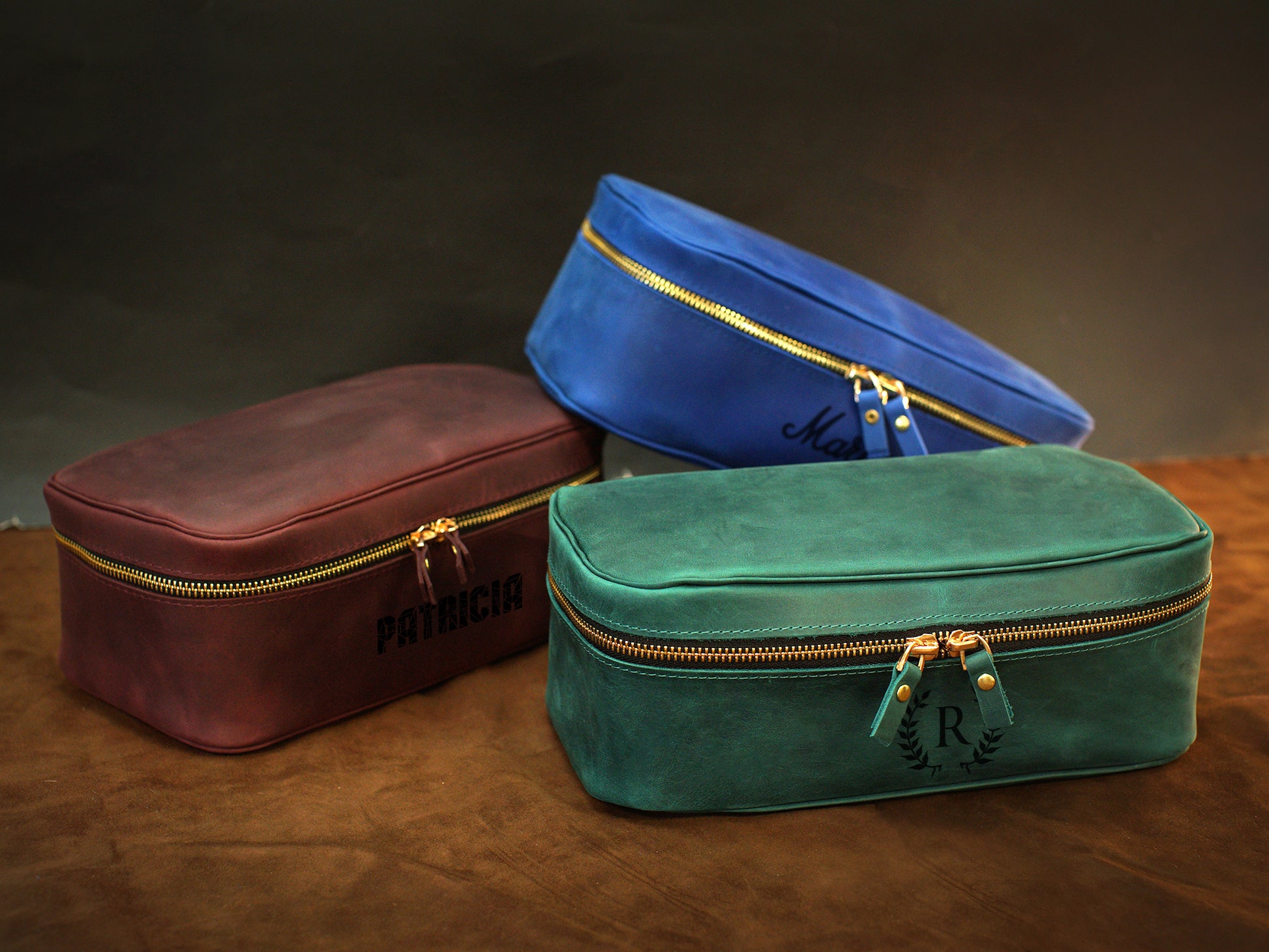 Minimalist leather delicates case with zipper closure, handcrafted design