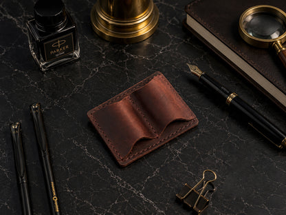 Minimalist leather pen loop with elastic band, handcrafted design