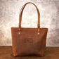 Leather tote bag with custom stamp, everyday essential shoulder bag