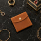 The Treasure Wrap personalized leather jewelry pouch, side profile view