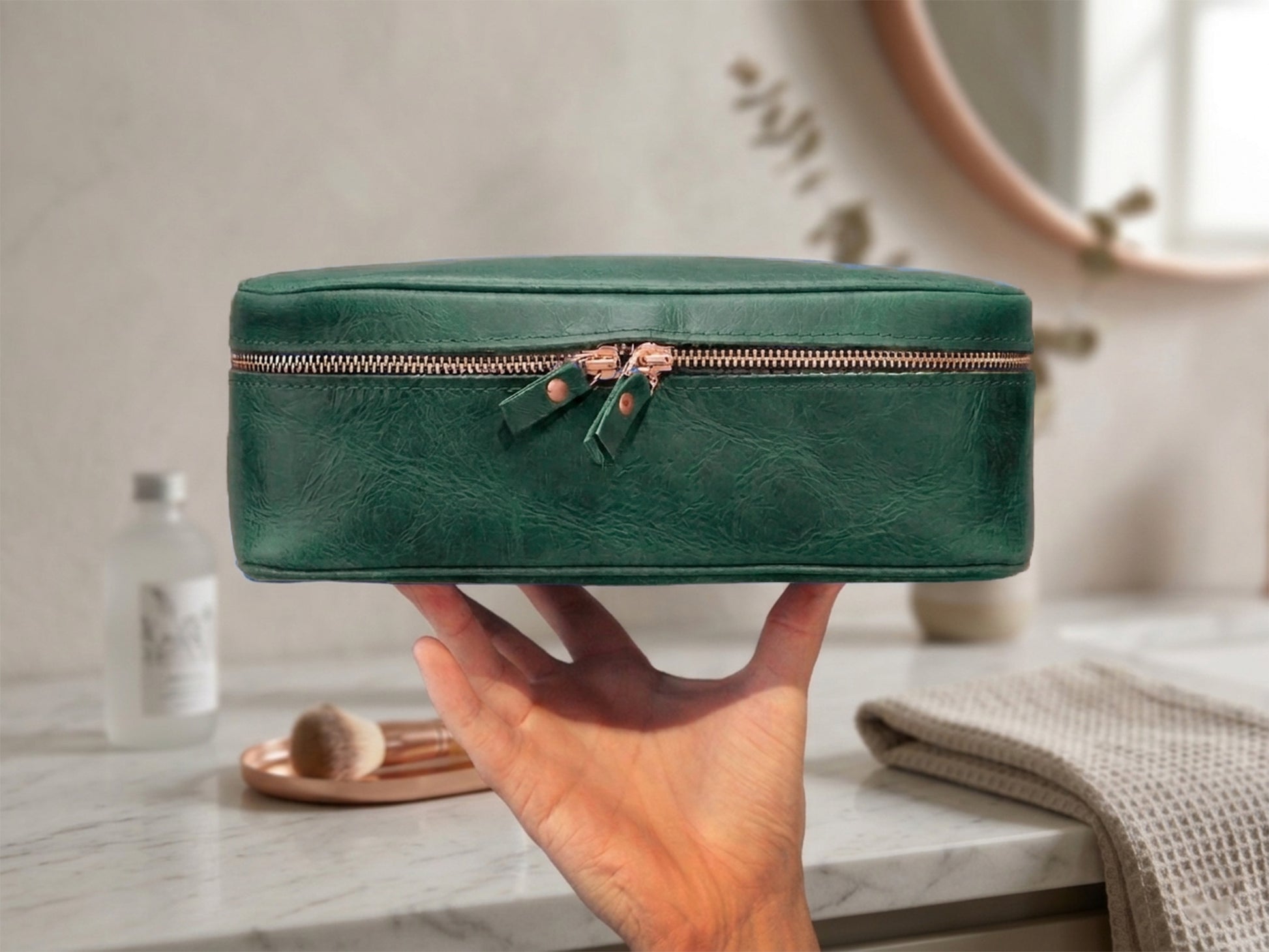 Leather delicates case zipper detail, smooth glide closure