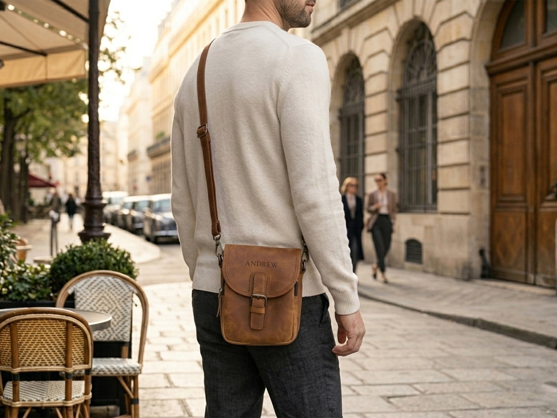 The Delicates Case personalized leather organizer, side profile view