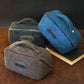 Premium sherpa toiletry bag with name stamp, soft plush texture