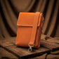 Leather vertical bag with personalized stamp, compact daily carry