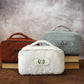 Close-up of sherpa toiletry bag zipper and hardware detail