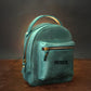 Brown leather mini backpack with custom monogram engraving, front view