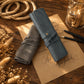 The Draftsman personalized leather pencil roll, side profile view