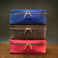 Personalized monogram engraving on handcrafted leather lingerie pouch