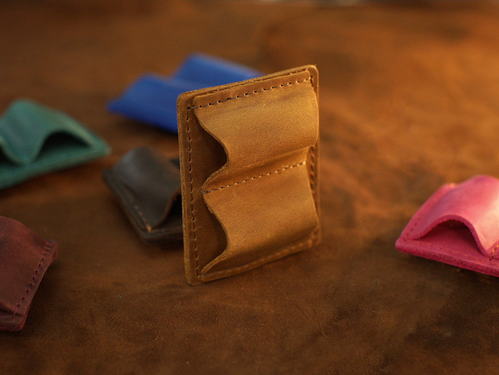 Personalized monogram engraving on handcrafted leather pen loop
