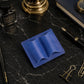 Leather pen holder zipper detail, smooth glide closure