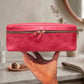 Minimalist leather delicates pouch with adjustable design, handcrafted