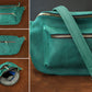 Personalized monogram engraving on handcrafted leather sling bag