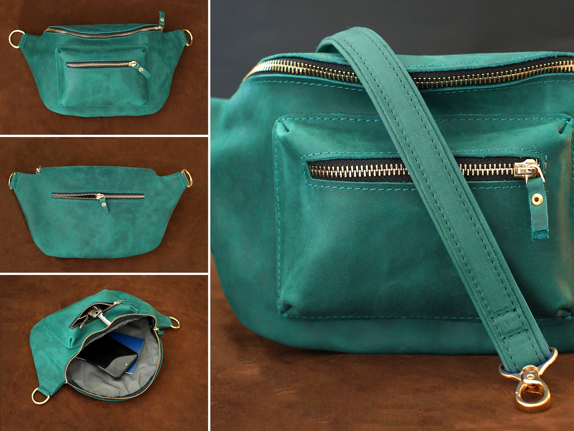 Personalized monogram engraving on handcrafted leather sling bag