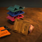 Leather pen holder attached to notebook, minimalist desk accessory