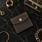 Leather jewelry pouch zipper detail, smooth glide closure