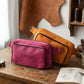 Interior of leather crossbody bag, smart organization compartments