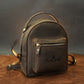 Premium leather mini backpack with name stamp, warm earthy tone