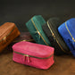 Natural leather lingerie organizer with warm patina, artisan craftsmanship