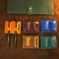 Leather pen holder with custom monogram, minimalist notebook pen loop