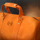 Interior of leather duffle bag, spacious main compartment for travel