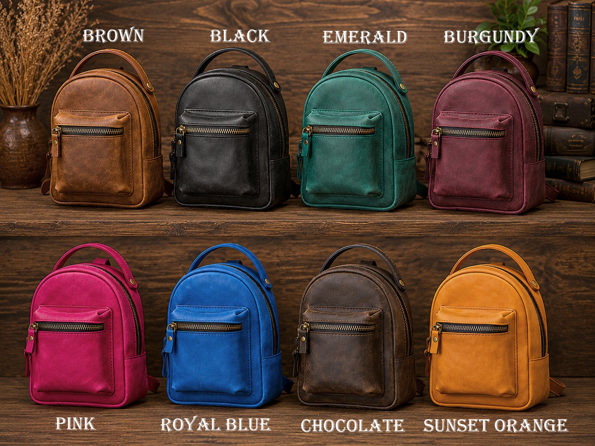 Minimalist leather mini backpack with adjustable straps, handcrafted design
