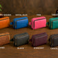 Leather crossbody bag with custom stamp, minimalist silhouette design