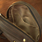 Close-up of leather mini backpack zipper and hardware detail