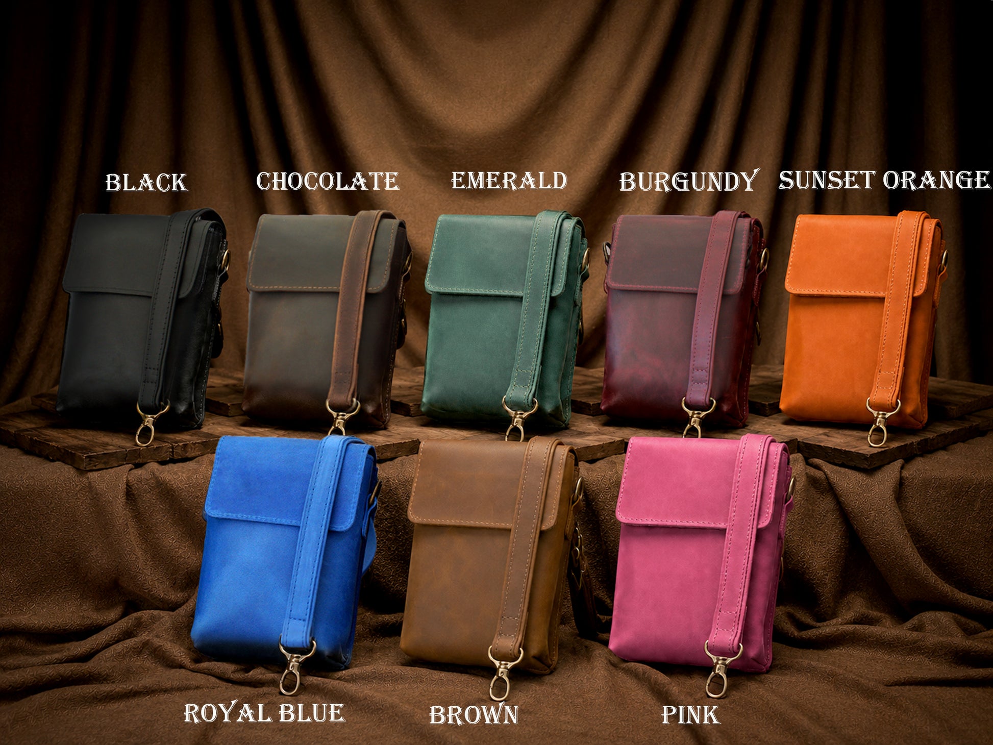 Leather crossbody bag with custom monogram, compact daily messenger