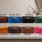 Leather travel pouch with custom stamp, delicates organizer design