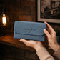 Leather clutch with custom monogram, minimalist daily organizer