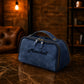 Natural leather dopp kit with warm patina, artisan craftsmanship