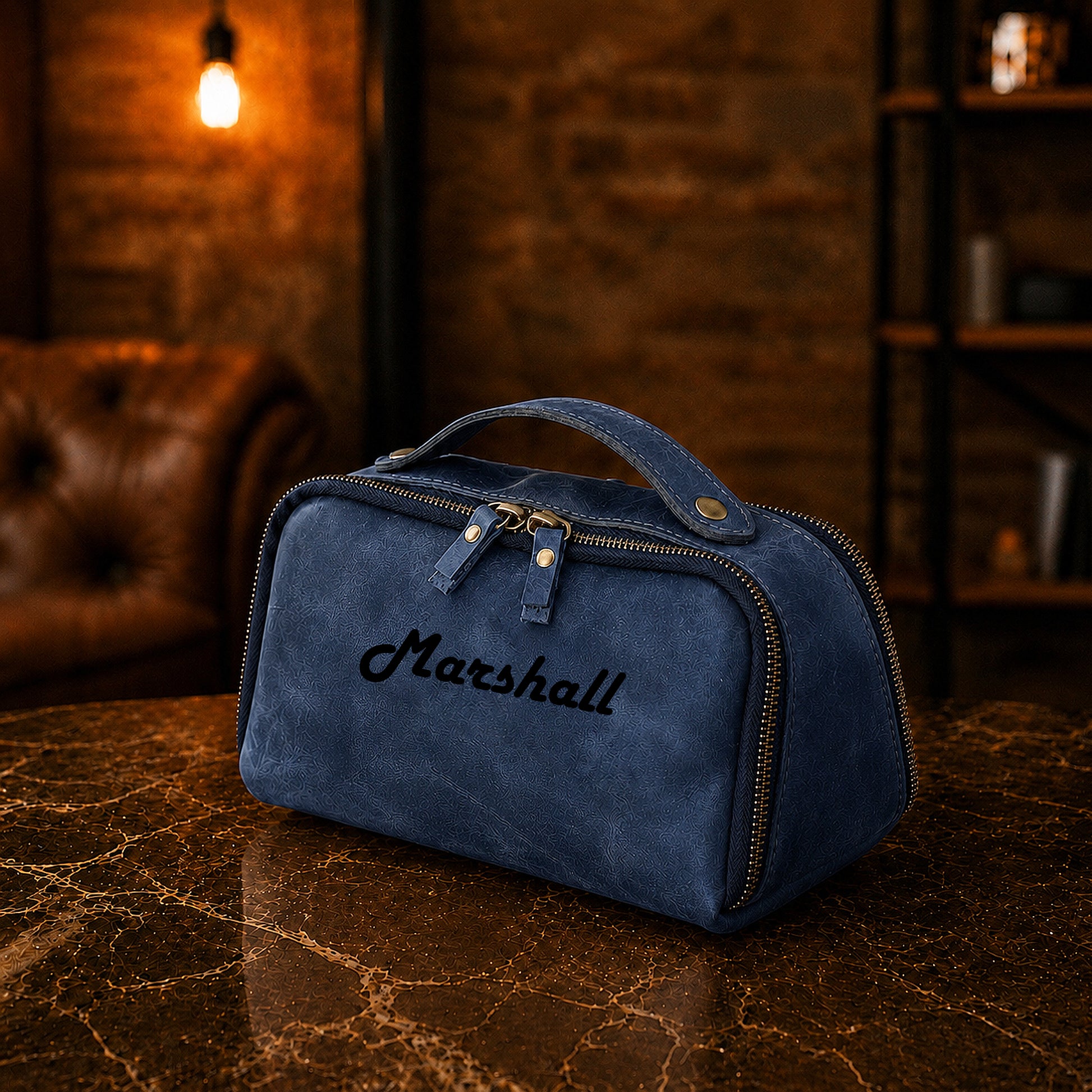 Natural leather dopp kit with warm patina, artisan craftsmanship