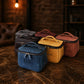 Leather toiletry bag with custom monogram, compact vertical organizer