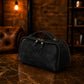 Personalized leather dopp kit with initials, gift-ready presentation