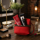 The Cube personalized leather dopp kit, side profile view