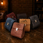 Personalized leather cosmetic bag with initials, premium finish